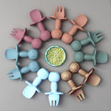 2pcs Silicone Food Grade Baby Mini Fork and Spoon Set