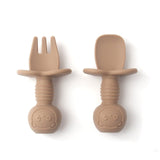 2pcs Silicone Food Grade Baby Mini Fork and Spoon Set